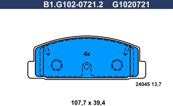 Galfer B1.G102-0721.2 - Bremžu uzliku kompl., Disku bremzes autodraugiem.lv