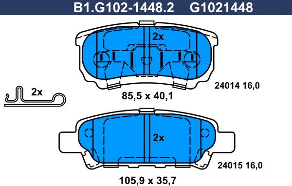Galfer B1.G102-1448.2 - Bremžu uzliku kompl., Disku bremzes autodraugiem.lv