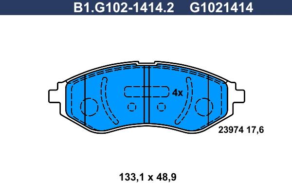 Galfer B1.G102-1414.2 - Bremžu uzliku kompl., Disku bremzes autodraugiem.lv