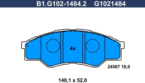 Galfer B1.G102-1484.2 - Bremžu uzliku kompl., Disku bremzes autodraugiem.lv
