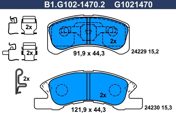 Galfer B1.G102-1470.2 - Bremžu uzliku kompl., Disku bremzes autodraugiem.lv