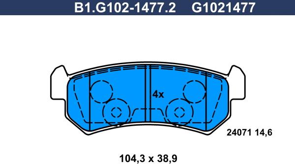 Galfer B1.G102-1477.2 - Bremžu uzliku kompl., Disku bremzes autodraugiem.lv