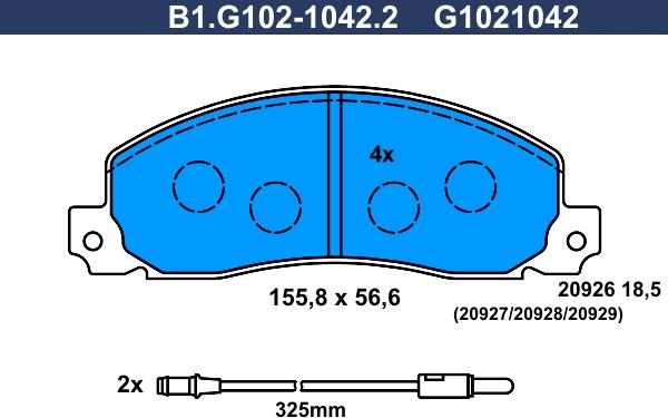 Galfer B1.G102-1042.2 - Bremžu uzliku kompl., Disku bremzes autodraugiem.lv