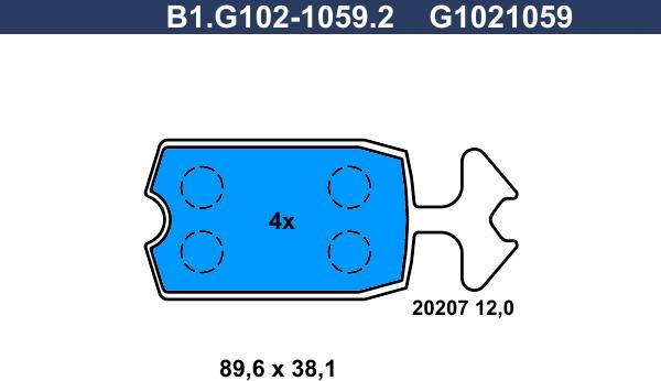 Galfer B1.G102-1059.2 - Bremžu uzliku kompl., Disku bremzes autodraugiem.lv