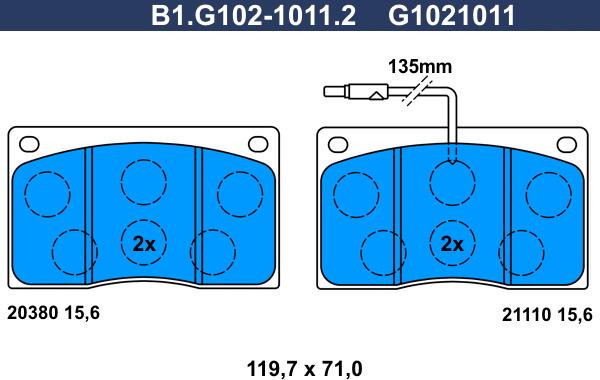 Galfer B1.G102-1011.2 - Bremžu uzliku kompl., Disku bremzes autodraugiem.lv