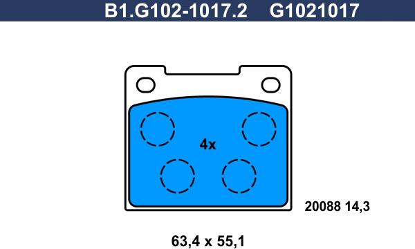 Galfer B1.G102-1017.2 - Bremžu uzliku kompl., Disku bremzes autodraugiem.lv
