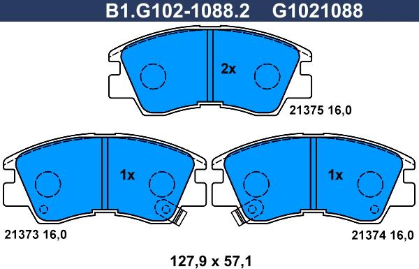 Galfer B1.G102-1088.2 - Bremžu uzliku kompl., Disku bremzes autodraugiem.lv