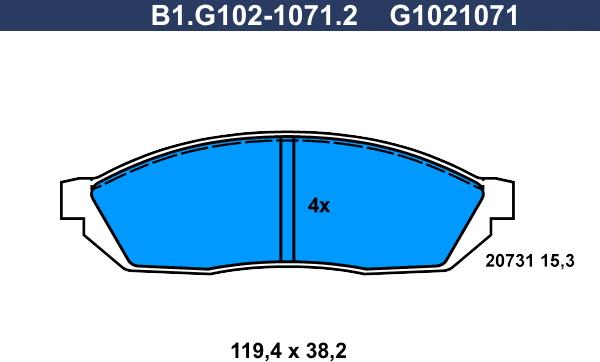 Galfer B1.G102-1071.2 - Bremžu uzliku kompl., Disku bremzes autodraugiem.lv