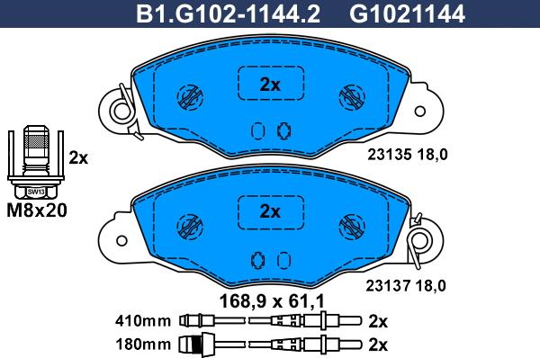 Galfer B1.G102-1144.2 - Bremžu uzliku kompl., Disku bremzes autodraugiem.lv