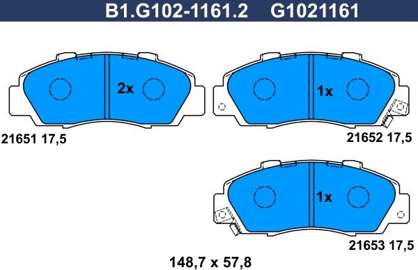 Galfer B1.G102-1161.2 - Bremžu uzliku kompl., Disku bremzes autodraugiem.lv