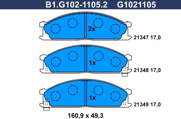 Galfer B1.G102-1105.2 - Bremžu uzliku kompl., Disku bremzes autodraugiem.lv