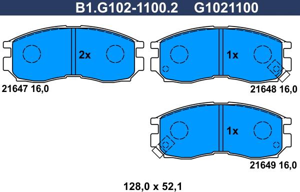 Galfer B1.G102-1100.2 - Bremžu uzliku kompl., Disku bremzes autodraugiem.lv