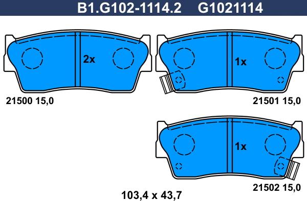 Galfer B1.G102-1114.2 - Bremžu uzliku kompl., Disku bremzes autodraugiem.lv