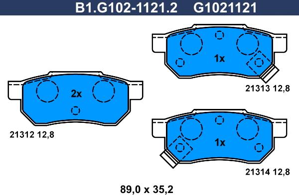 Galfer B1.G102-1121.2 - Bremžu uzliku kompl., Disku bremzes autodraugiem.lv