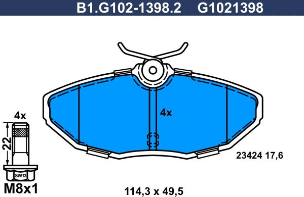 Galfer B1.G102-1398.2 - Bremžu uzliku kompl., Disku bremzes autodraugiem.lv