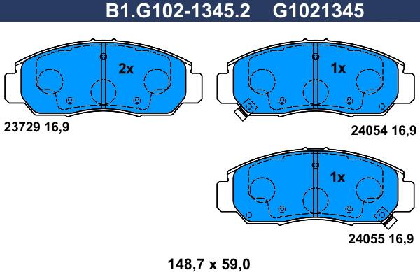 Galfer B1.G102-1345.2 - Bremžu uzliku kompl., Disku bremzes autodraugiem.lv