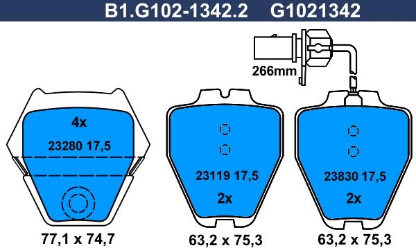 Galfer B1.G102-1342.2 - Bremžu uzliku kompl., Disku bremzes autodraugiem.lv