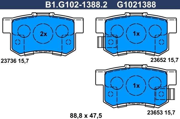 Galfer B1.G102-1388.2 - Bremžu uzliku kompl., Disku bremzes autodraugiem.lv