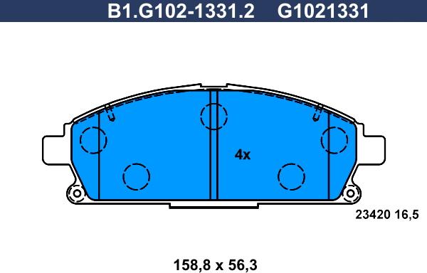 Galfer B1.G102-1331.2 - Bremžu uzliku kompl., Disku bremzes autodraugiem.lv