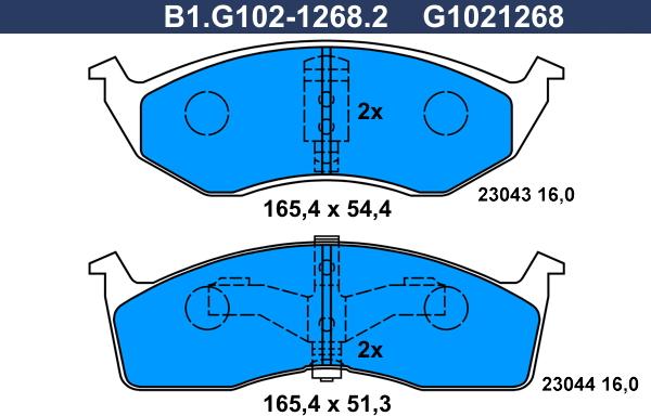 Galfer B1.G102-1268.2 - Bremžu uzliku kompl., Disku bremzes autodraugiem.lv