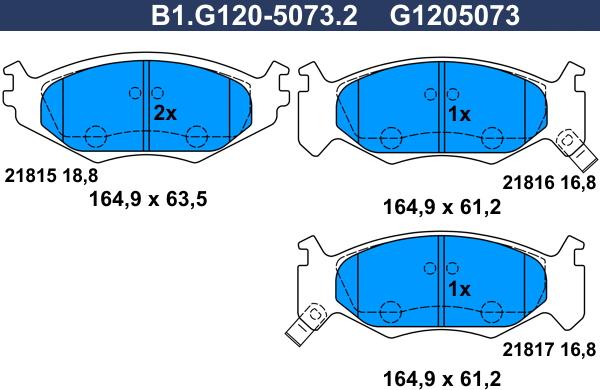 Galfer B1.G120-5073.2 - Bremžu uzliku kompl., Disku bremzes autodraugiem.lv