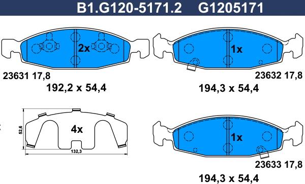 Galfer B1.G120-5171.2 - Bremžu uzliku kompl., Disku bremzes autodraugiem.lv