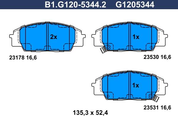 Galfer B1.G120-5344.2 - Bremžu uzliku kompl., Disku bremzes autodraugiem.lv