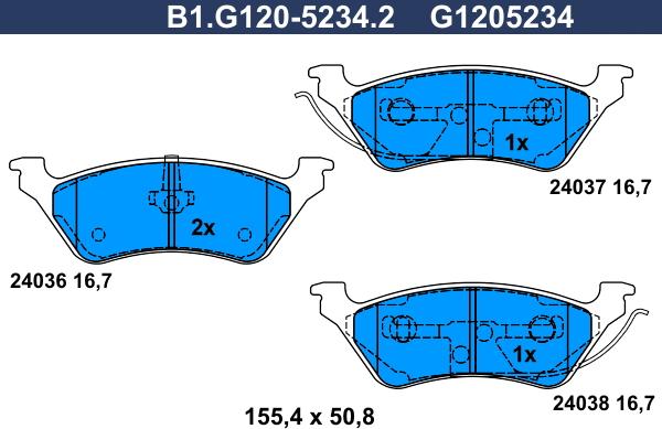 Galfer B1.G120-5234.2 - Bremžu uzliku kompl., Disku bremzes autodraugiem.lv