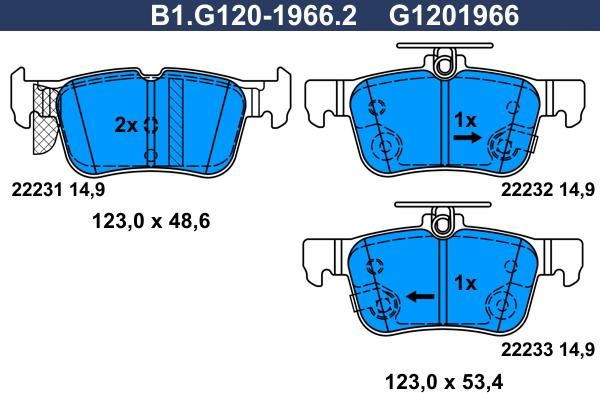 Galfer B1.G120-1966.2 - Bremžu uzliku kompl., Disku bremzes autodraugiem.lv
