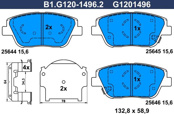 Galfer B1.G120-1496.2 - Bremžu uzliku kompl., Disku bremzes autodraugiem.lv