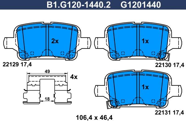 Galfer B1.G120-1440.2 - Bremžu uzliku kompl., Disku bremzes autodraugiem.lv