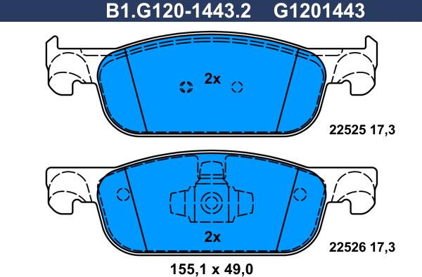 Galfer B1.G120-1443.2 - Bremžu uzliku kompl., Disku bremzes autodraugiem.lv