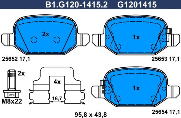 Galfer B1.G120-1415.2 - Bremžu uzliku kompl., Disku bremzes autodraugiem.lv
