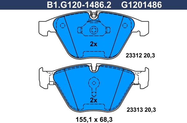 Galfer B1.G120-1486.2 - Bremžu uzliku kompl., Disku bremzes autodraugiem.lv