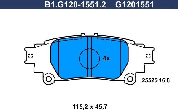 Galfer B1.G120-1551.2 - Bremžu uzliku kompl., Disku bremzes autodraugiem.lv