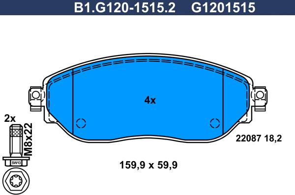Galfer B1.G120-1515.2 - Bremžu uzliku kompl., Disku bremzes autodraugiem.lv