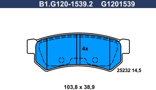 Galfer B1.G120-1539.2 - Bremžu uzliku kompl., Disku bremzes autodraugiem.lv