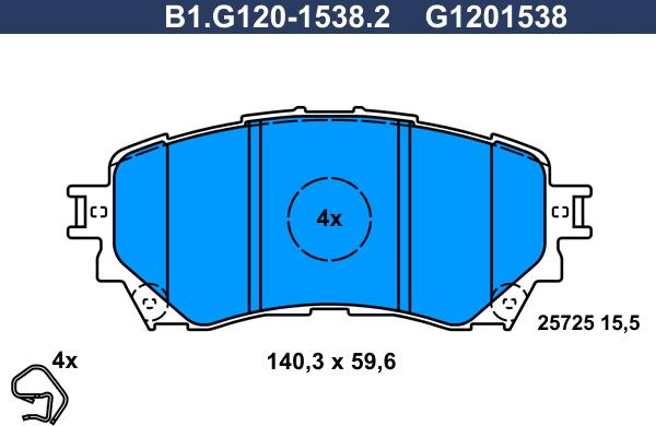 Galfer B1.G120-1538.2 - Bremžu uzliku kompl., Disku bremzes autodraugiem.lv