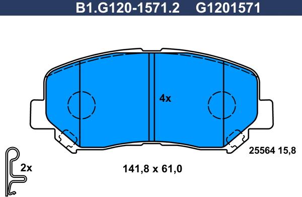 Galfer B1.G120-1571.2 - Bremžu uzliku kompl., Disku bremzes autodraugiem.lv