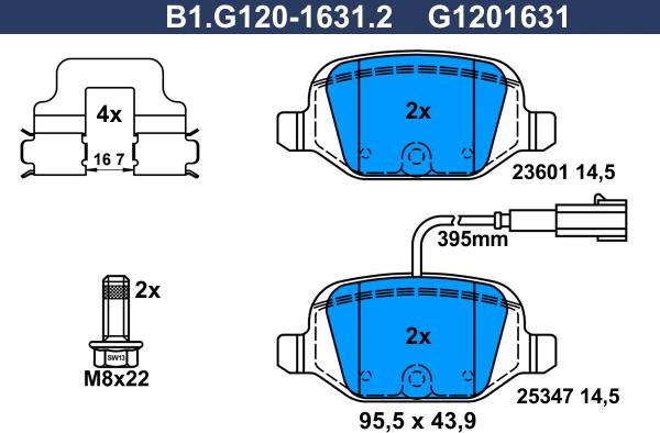 Galfer B1.G120-1631.2 - Bremžu uzliku kompl., Disku bremzes autodraugiem.lv