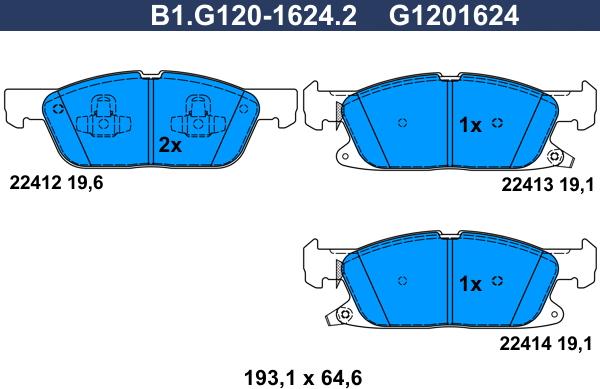 Galfer B1.G120-1624.2 - Bremžu uzliku kompl., Disku bremzes autodraugiem.lv