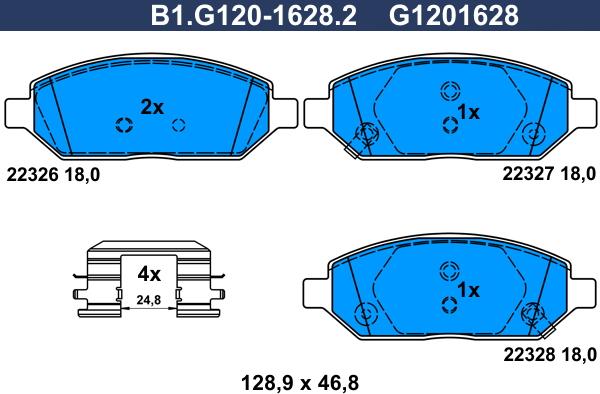 Galfer B1.G120-1628.2 - Bremžu uzliku kompl., Disku bremzes autodraugiem.lv