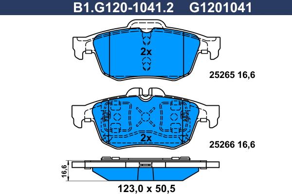 Galfer B1.G120-1041.2 - Bremžu uzliku kompl., Disku bremzes autodraugiem.lv
