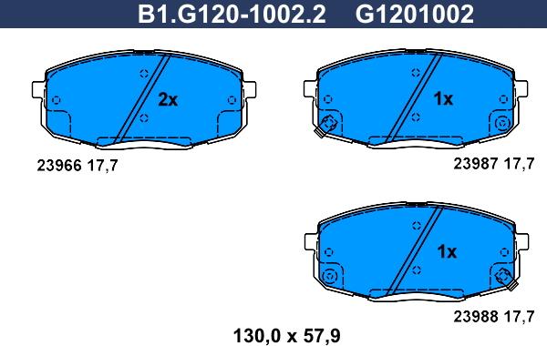 Galfer B1.G120-1002.2 - Bremžu uzliku kompl., Disku bremzes autodraugiem.lv