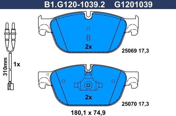 Galfer B1.G120-1039.2 - Bremžu uzliku kompl., Disku bremzes autodraugiem.lv