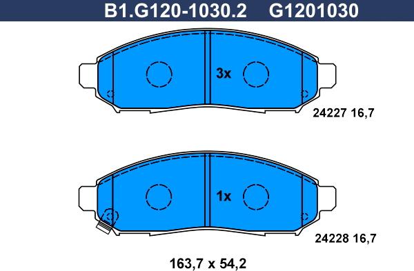 Galfer B1.G120-1030.2 - Bremžu uzliku kompl., Disku bremzes autodraugiem.lv