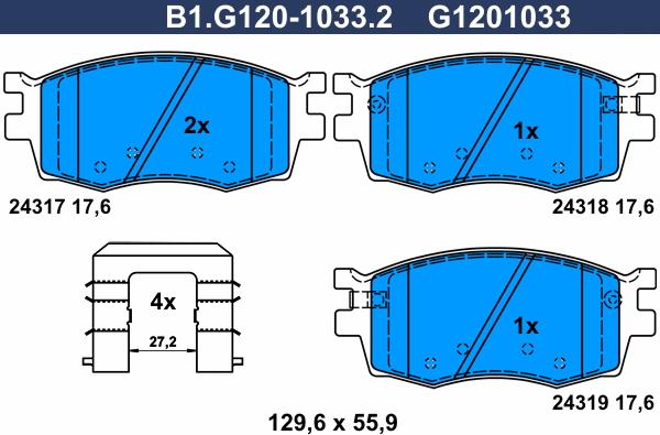 Galfer B1.G120-1033.2 - Bremžu uzliku kompl., Disku bremzes autodraugiem.lv