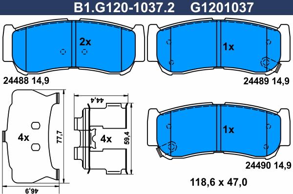 Galfer B1.G120-1037.2 - Bremžu uzliku kompl., Disku bremzes autodraugiem.lv
