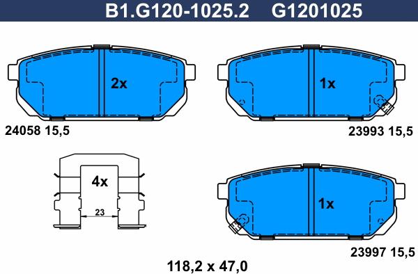 Galfer B1.G120-1025.2 - Bremžu uzliku kompl., Disku bremzes autodraugiem.lv