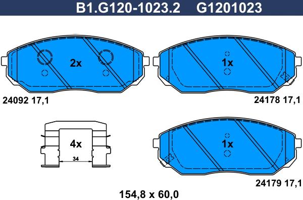Galfer B1.G120-1023.2 - Bremžu uzliku kompl., Disku bremzes autodraugiem.lv